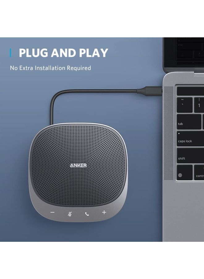 Anker - PowerConf S360 USB Speakerphone Conference Microphone With Smart Voice Enhancement, 4-Port USB Hub With HDMI Port Black - Image 1