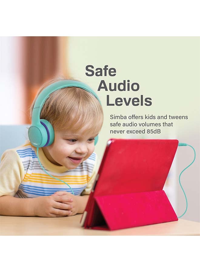 PROMATE - Kids Headset,Cute Kids Safe Foldable Wired Over-Ear Headphones with Audio Share Port,Removable Cat Ears,Soft Earpads,Volume Controlled at 85dB and 1.2m Cable,3.5mm Devices,Simba Emerald - Image 1