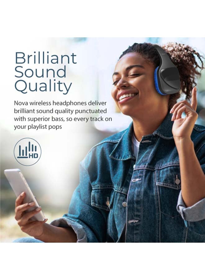 PROMATE - Bluetooth Headphones,On-Ear Wired/Wireless Noise Isolation Headset with 3.5mm Audio Jack,FM Radio,Built-In Mic, MicroSD Card Slot and On-Board Control for Smartphone,Tablet,Laptop Nova Blue Black - Image 1