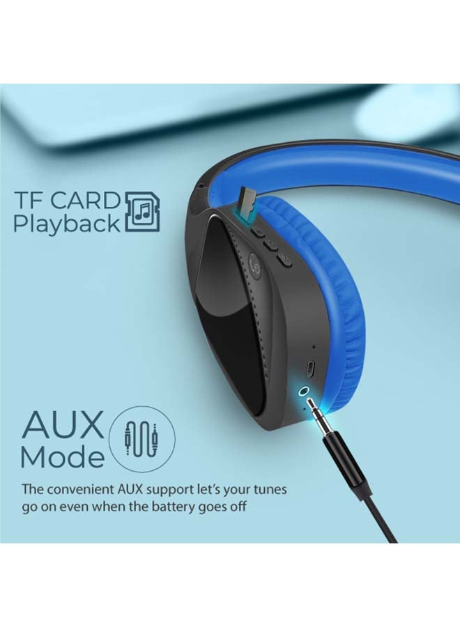 PROMATE - Bluetooth Headphones,On-Ear Wired/Wireless Noise Isolation Headset with 3.5mm Audio Jack,FM Radio,Built-In Mic, MicroSD Card Slot and On-Board Control for Smartphone,Tablet,Laptop Nova Blue Black - Image 1