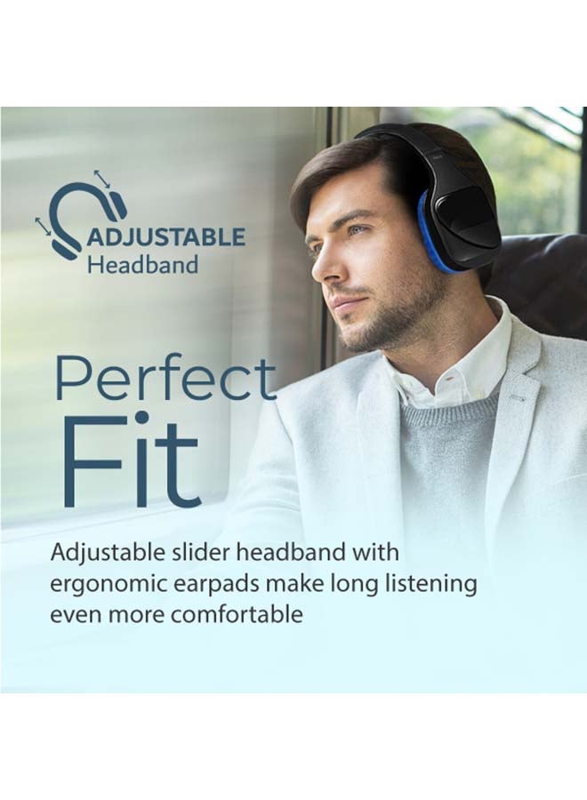 PROMATE - Bluetooth Headphones,On-Ear Wired/Wireless Noise Isolation Headset with 3.5mm Audio Jack,FM Radio,Built-In Mic, MicroSD Card Slot and On-Board Control for Smartphone,Tablet,Laptop Nova Blue Black - Image 1