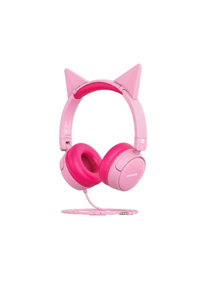 PROMATE - Wired Kids Headphones,Premium Detachable Cat Ear Kids Headset with Mic, 85dB to 95dB Sound Control,AUX Share Port and Soft Pads,for Smartphones,Laptops,Mp3 Player,Jewel BubbleGum - Image 1