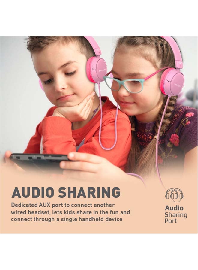 PROMATE - Wired Kids Headphones,Premium Detachable Cat Ear Kids Headset with Mic, 85dB to 95dB Sound Control,AUX Share Port and Soft Pads,for Smartphones,Laptops,Mp3 Player,Jewel BubbleGum - Image 1