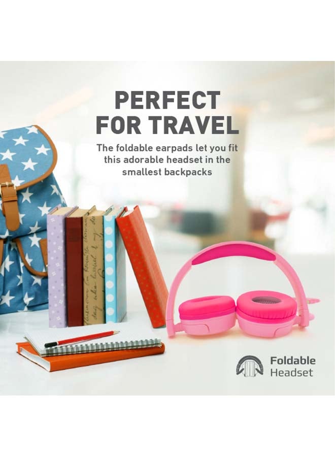 PROMATE - Wired Kids Headphones,Premium Detachable Cat Ear Kids Headset with Mic, 85dB to 95dB Sound Control,AUX Share Port and Soft Pads,for Smartphones,Laptops,Mp3 Player,Jewel BubbleGum - Image 1