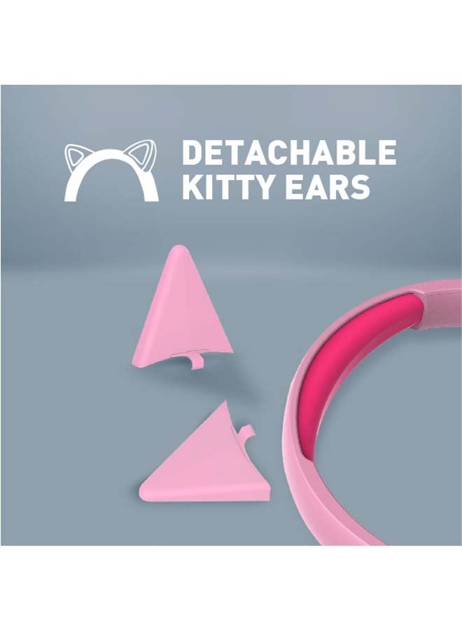 PROMATE - Wired Kids Headphones,Premium Detachable Cat Ear Kids Headset with Mic, 85dB to 95dB Sound Control,AUX Share Port and Soft Pads,for Smartphones,Laptops,Mp3 Player,Jewel BubbleGum - Image 1