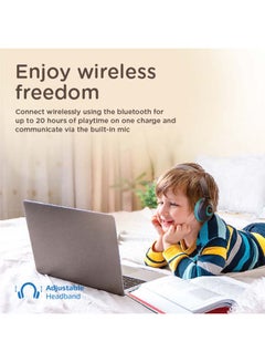 PROMATE Kids Wireless Bluetooth Headphones,Stylish Dual Microphone Volume Controlled 85dB to 93dB Headset with AUX Share Port,Bluetooth and Long Battery Life for Smartphones,Laptops,Coddy Aqua  - Image 3