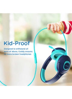 PROMATE Kids Wireless Bluetooth Headphones,Stylish Dual Microphone Volume Controlled 85dB to 93dB Headset with AUX Share Port,Bluetooth and Long Battery Life for Smartphones,Laptops,Coddy Aqua  - Image 5