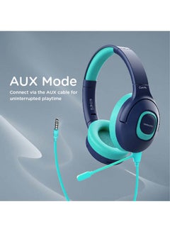 PROMATE Kids Wireless Bluetooth Headphones,Stylish Dual Microphone Volume Controlled 85dB to 93dB Headset with AUX Share Port,Bluetooth and Long Battery Life for Smartphones,Laptops,Coddy Aqua  - Image 4