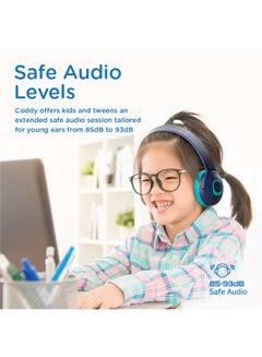 PROMATE Kids Wireless Bluetooth Headphones,Stylish Dual Microphone Volume Controlled 85dB to 93dB Headset with AUX Share Port,Bluetooth and Long Battery Life for Smartphones,Laptops,Coddy Aqua  - Image 2