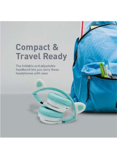 PROMATE Kids Wireless Bluetooth Headphones with LED Cat Ears, Safe Volume Limit, Mic, AUX, TF Card Slot, Panda Aqua  - Image 5