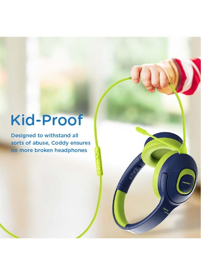 PROMATE - Kids Wireless Bluetooth Headphones,Stylish Dual Microphone Volume Controlled 85dB to 93dB Headset with AUX Share Port,Bluetooth and Long Battery Life for Smartphones,Laptops,Coddy Emerald - Image 1