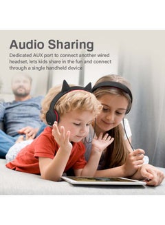 PROMATE Kids Headset,Cute Kids Safe Foldable Wired Over-Ear Headphones with Audio Share Port,Removable Cat Ears,Soft Earpads,Volume Controlled at 85dB and 1.2m Cable,3.5mm Devices,Simba Onyx  - Image 3