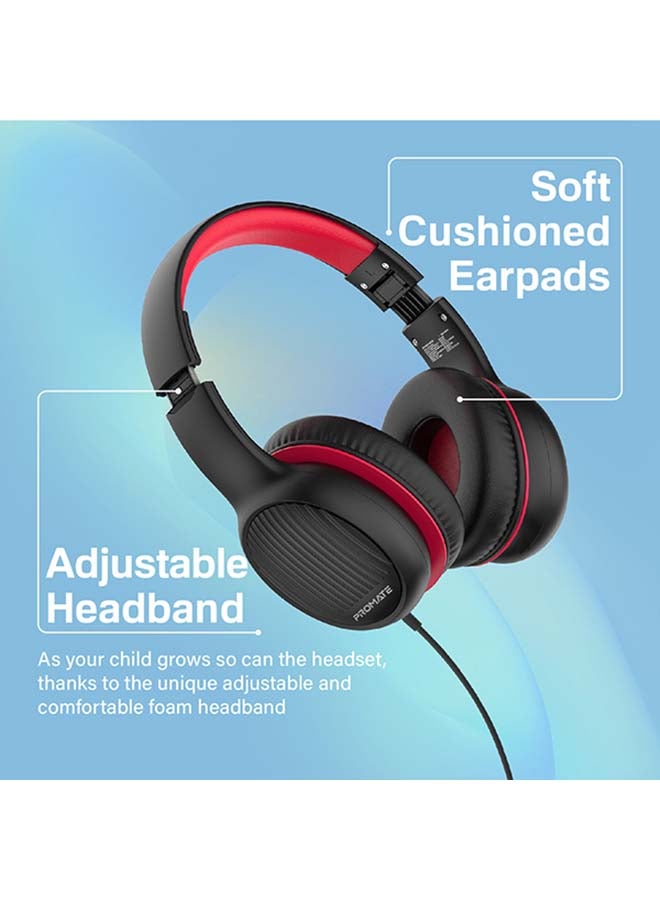 PROMATE - Kids Headset,Cute Kids Safe Foldable Wired Over-Ear Headphones with Audio Share Port,Removable Cat Ears,Soft Earpads,Volume Controlled at 85dB and 1.2m Cable,3.5mm Devices,Simba Onyx - Image 1