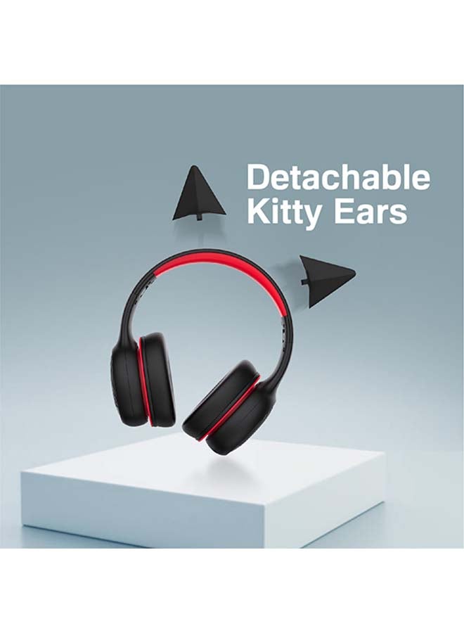 PROMATE - Kids Headset,Cute Kids Safe Foldable Wired Over-Ear Headphones with Audio Share Port,Removable Cat Ears,Soft Earpads,Volume Controlled at 85dB and 1.2m Cable,3.5mm Devices,Simba Onyx - Image 1