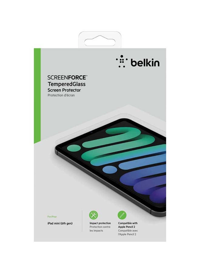 belkin - Screenforce Tempered Glass Screen Protector For iPad Mini 6Th Generation - Apple Pencil Compatible - Includes Easy Align Tray Clear - Image 1