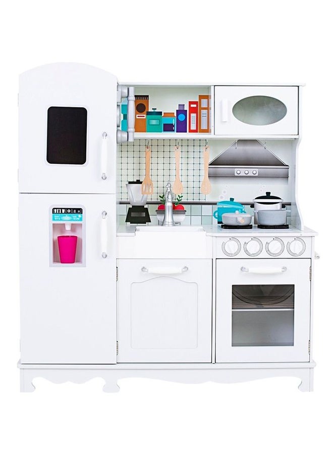 طقم مطبخ مودولار ولعبة مطبخ خشبي - أبيض - Image 1