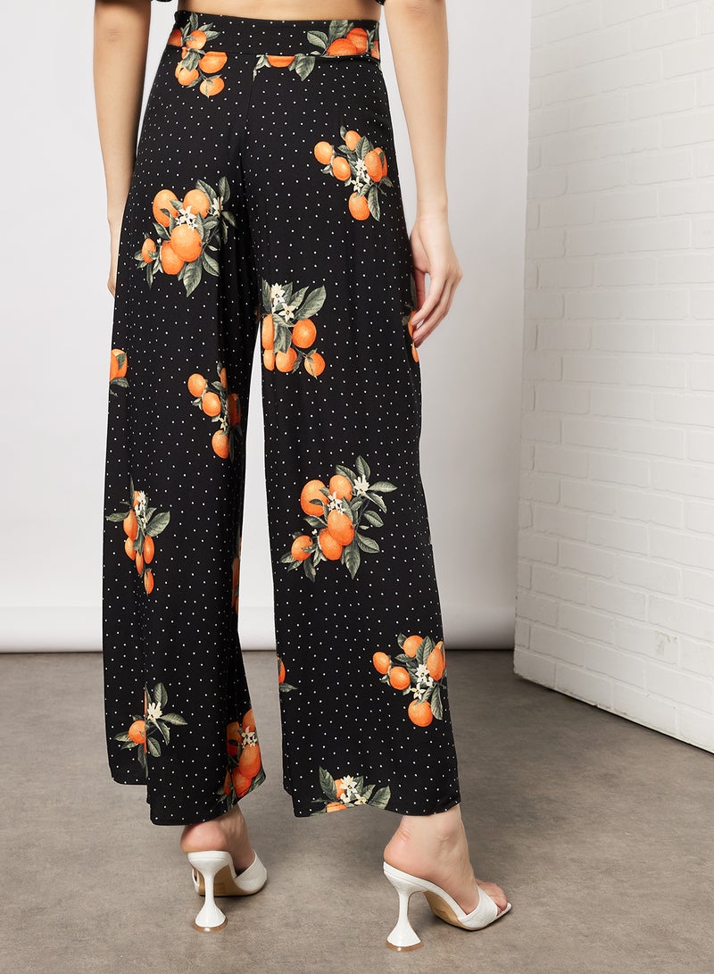 FOREVER 21 Print Wide Leg Pants Black  - Image 2