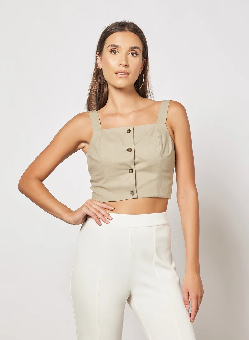 NA-KD Look Button Up Top Green