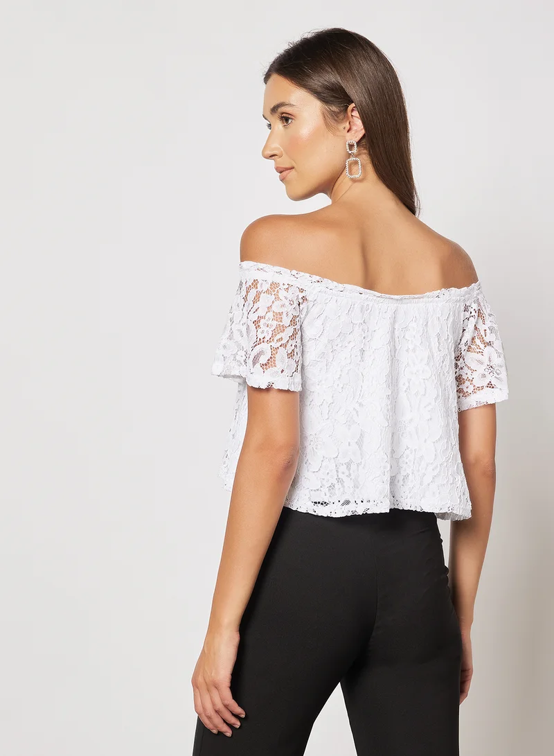 NA-KD Off Shoulder Lace Top