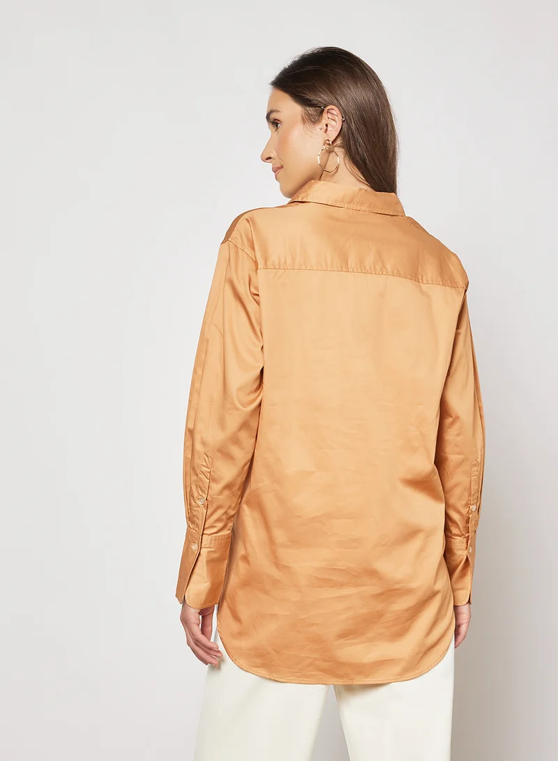 NA-KD Oversized Shirt Burnt Orange