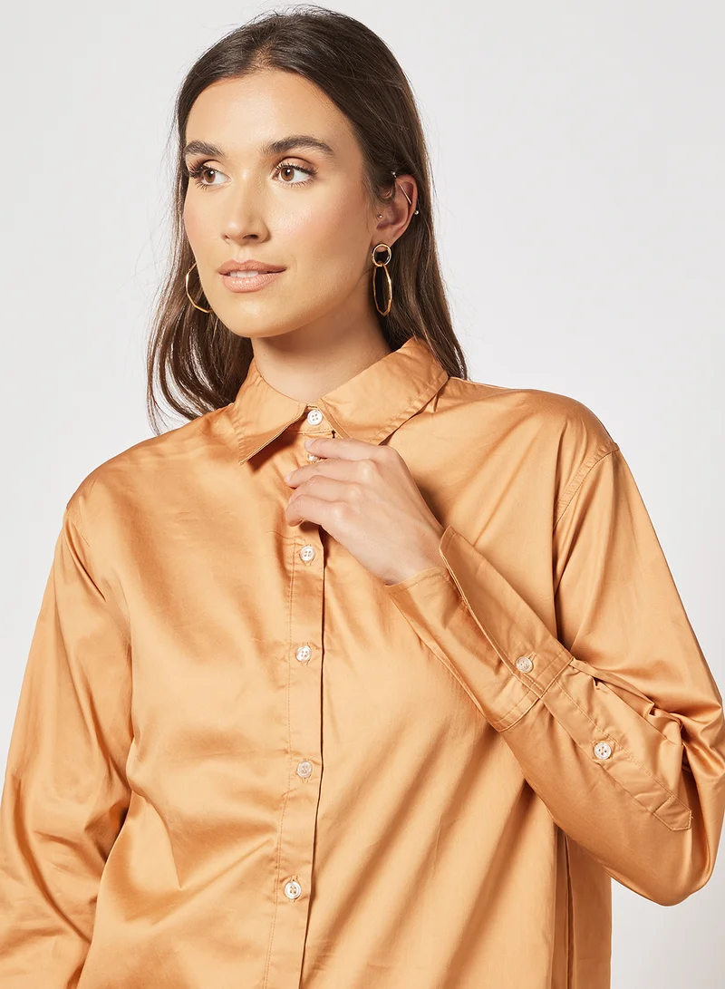 NA-KD Oversized Shirt Burnt Orange