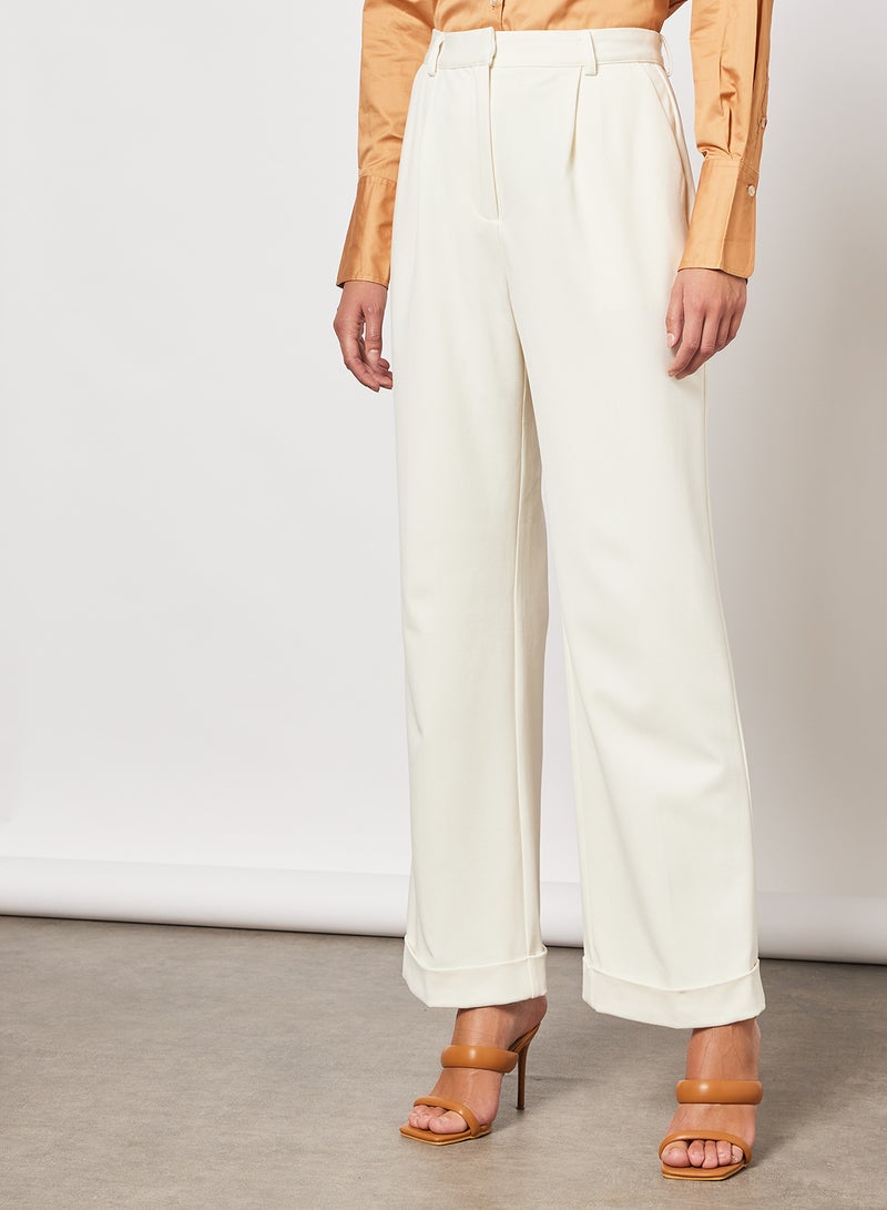 NA-KD Pleat Detailed Suit Pants Cream - Image 1