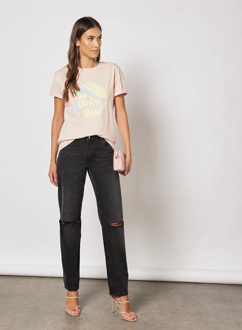 NA-KD Graphic Printed T-Shirt Pink