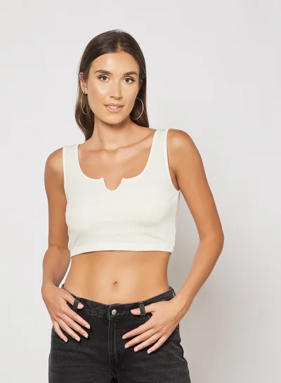 NA-KD Rib Singlet Top Offwhite