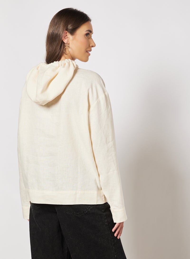 NA-KD - Basic Linen Hoodie Light Beige - Image 1