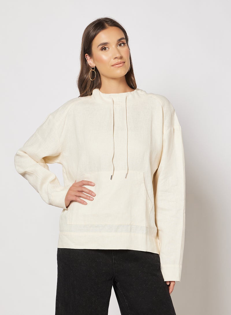 NA-KD - Basic Linen Hoodie Light Beige - Image 1