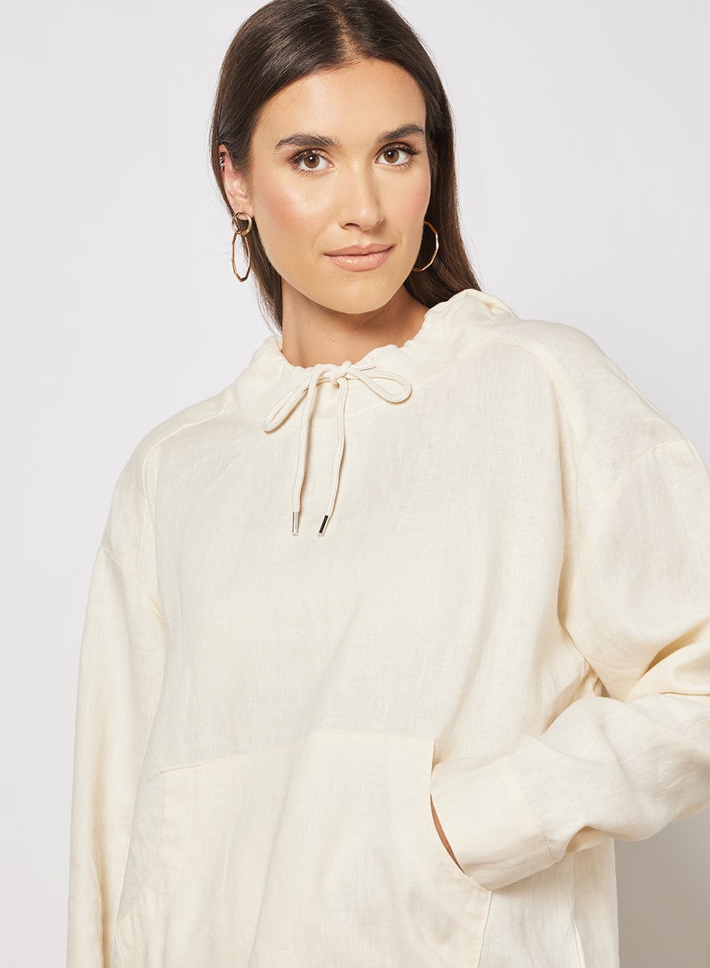 NA-KD - Basic Linen Hoodie Light Beige - Image 1