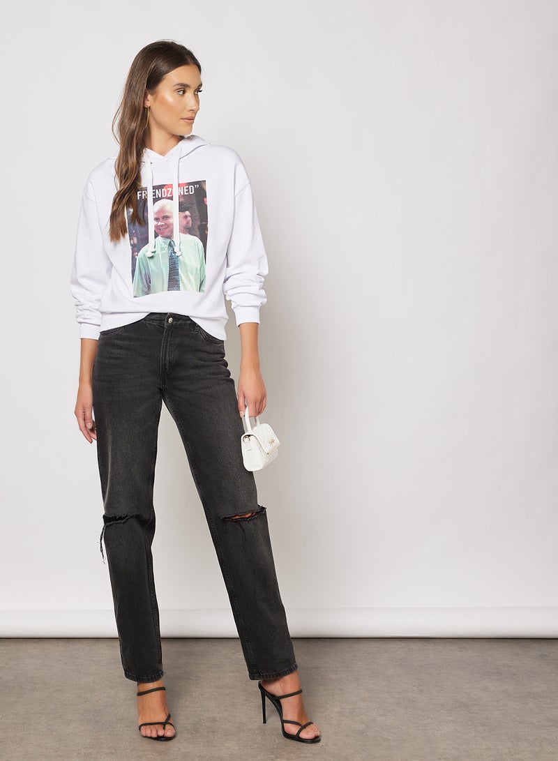 NA-KD - FRIENDS Graphic Hoodie White - Image 1