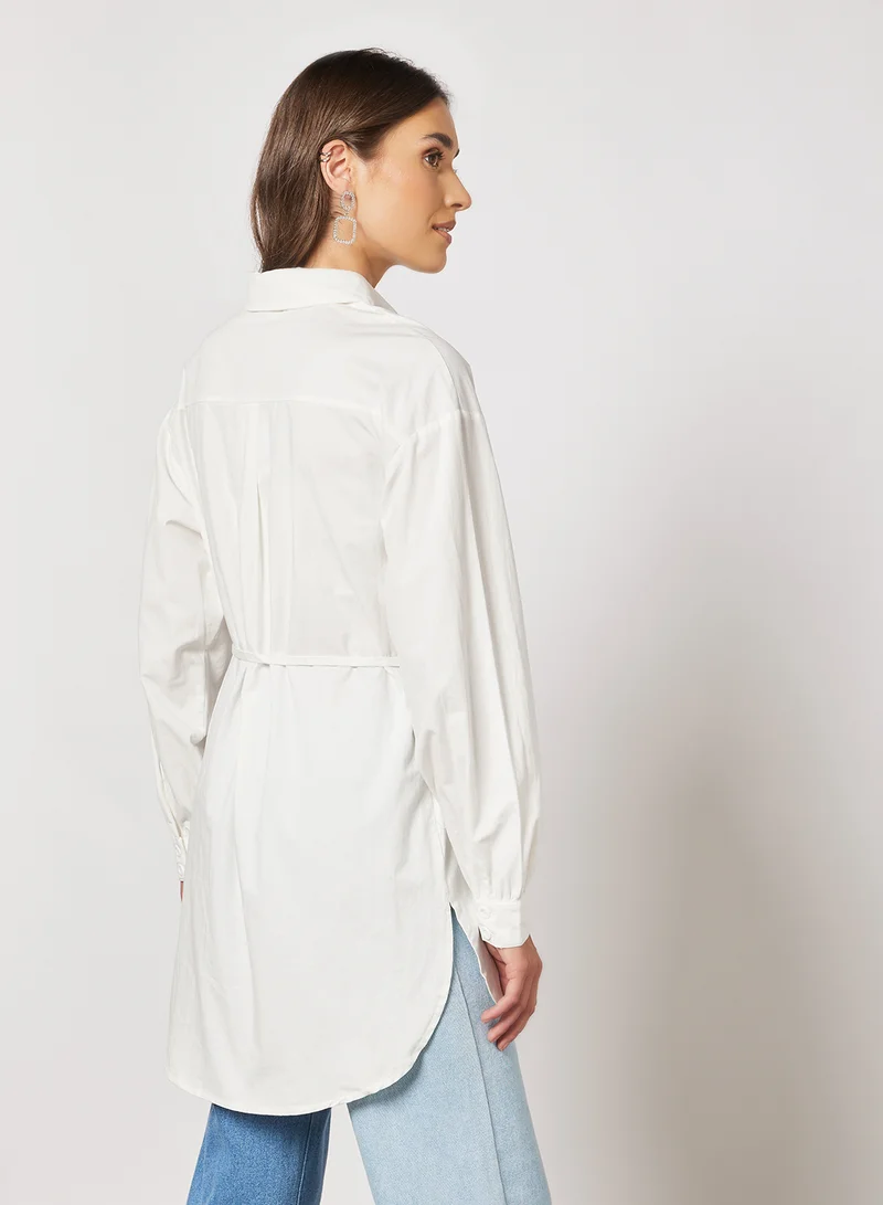 NA-KD Button Down Pocket Shirt White