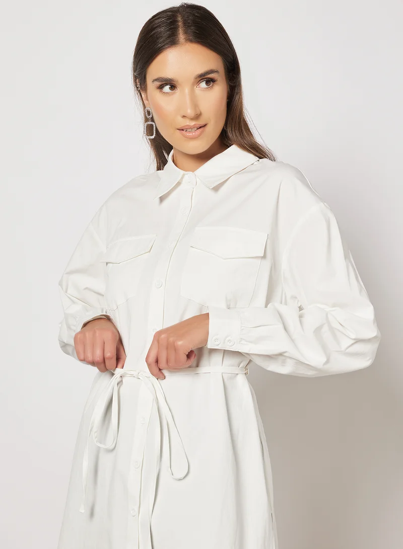 NA-KD Button Down Pocket Shirt White