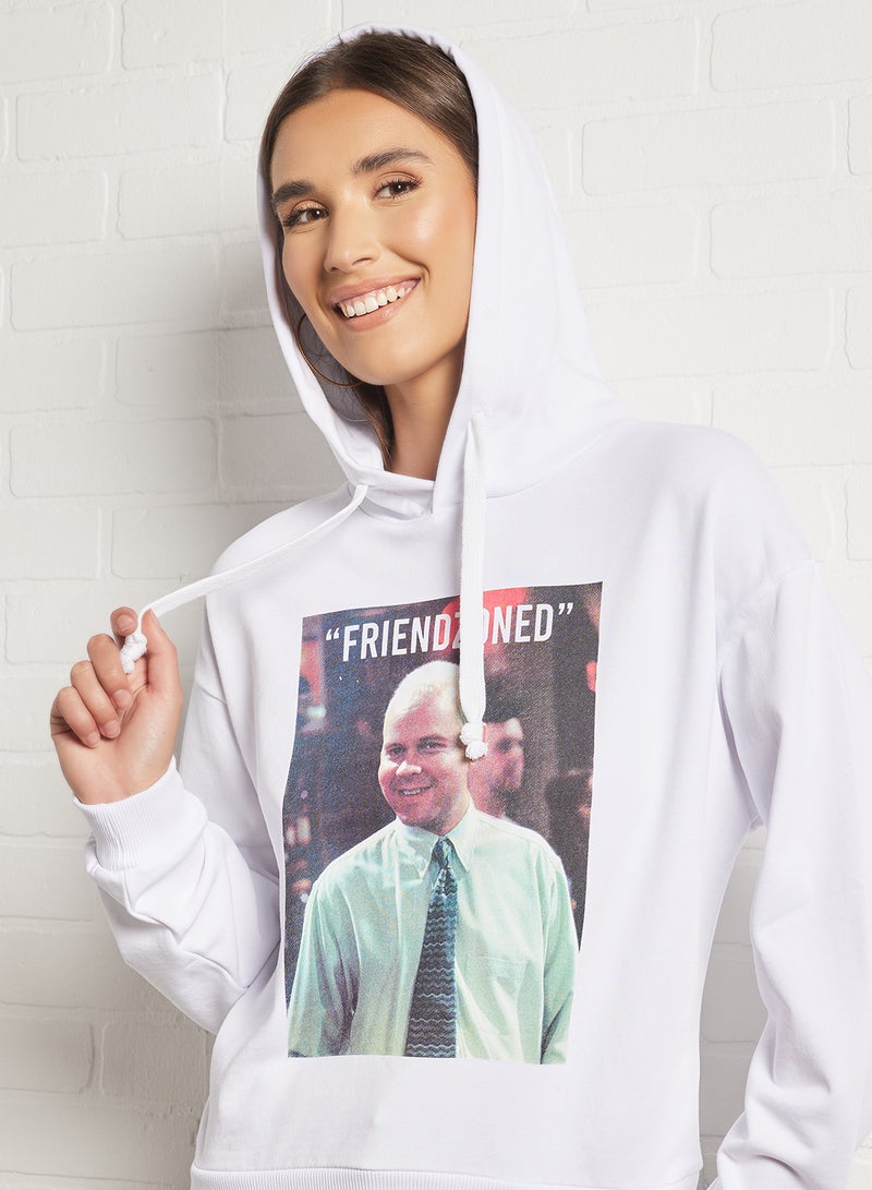 NA-KD - FRIENDS Graphic Hoodie White - Image 1