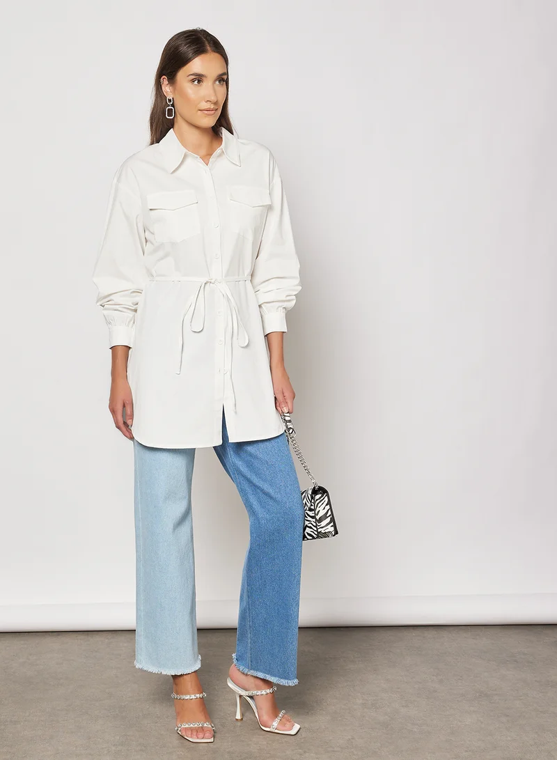 NA-KD Button Down Pocket Shirt White