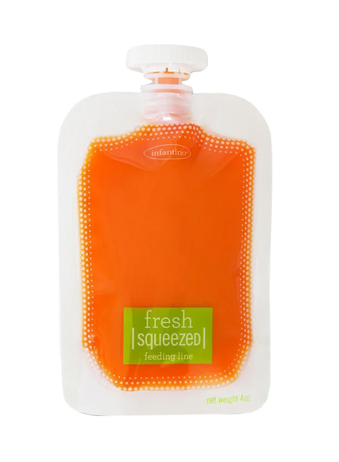 infantino Pack of 50 Squeeze Pouches for Baby, With BPA Free Material, Orange/clear