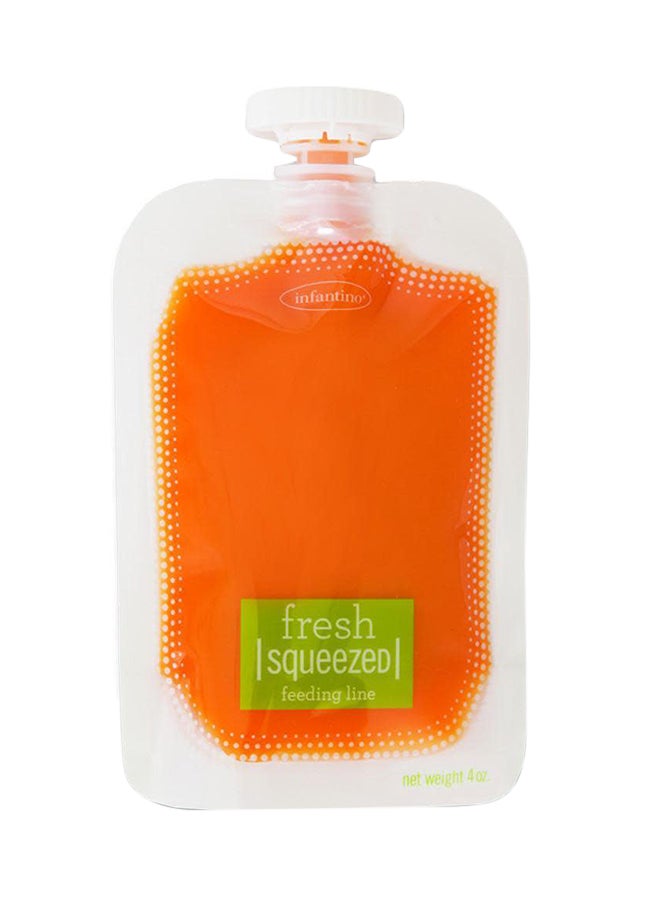 infantino Pack of 50 Squeeze Pouches for Baby, With BPA Free Material, Orange/clear  - Image 1