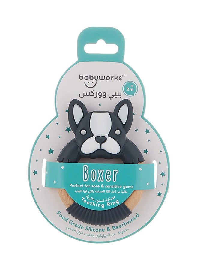 Babyworks Bibibaby Teething Ring Boxer Frenchie - Charcoal And White  - Image 1