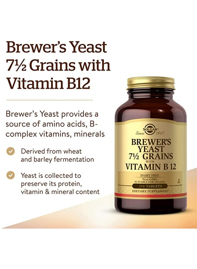 Solgar Brewer's Yeast 7 1/2 Grains With Vitamin B12 - 250 Tablets - Image 3