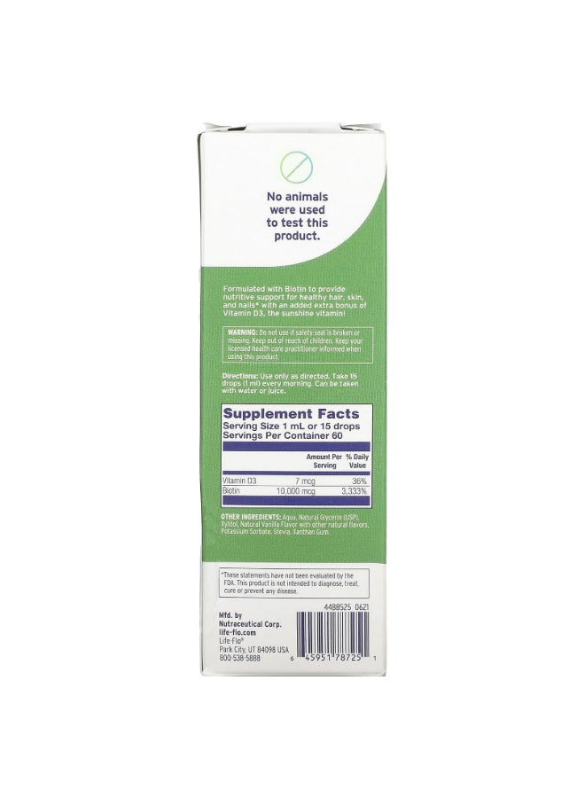 Life-flo Biotin Drops 10,000mcg - Natural Vanilla Flavor  - Image 2