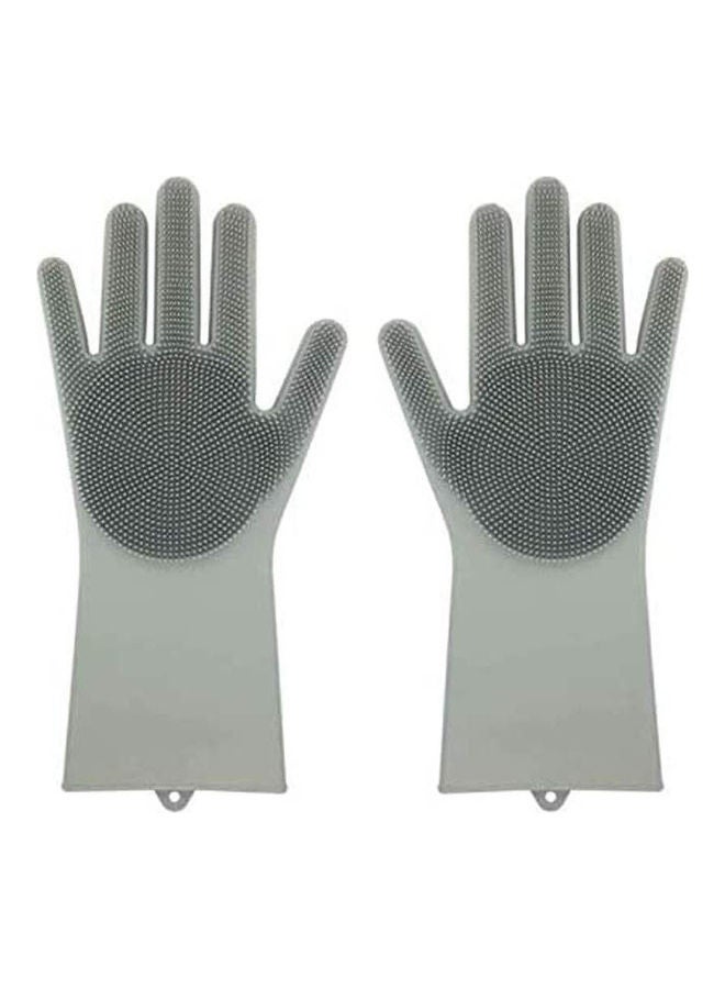 Dish Washing Gloves With Scrbbers Grey 20.2 x 13.2 x 5.2cm - Image 1