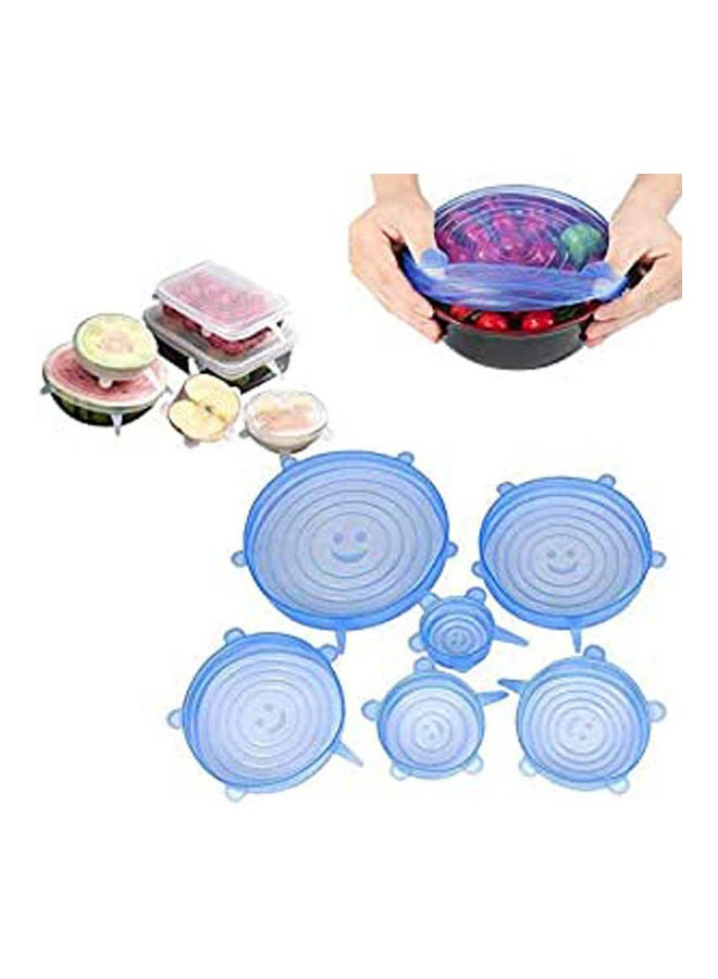 Set Reusable Universal Silicone Saran Wrap Cover Lids Food Bowl Pot Stretch Kitchen Vacuum Seal Bowls 8Z47Q7GW Blue 