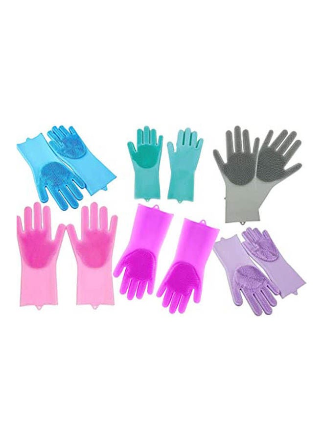 Silicone Gloves With Wash Scrubber Heat Resistant For Cleaning, Multicolour 14.4 x 14 x 3.4cm - Image 1