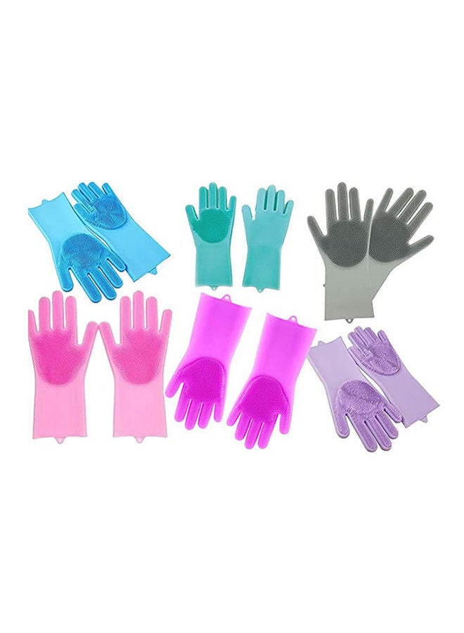 Silicone Gloves With Wash Scrubber Heat Resistant For Cleaning, Multicolour 14.8 x 8.8 x 1.2cm