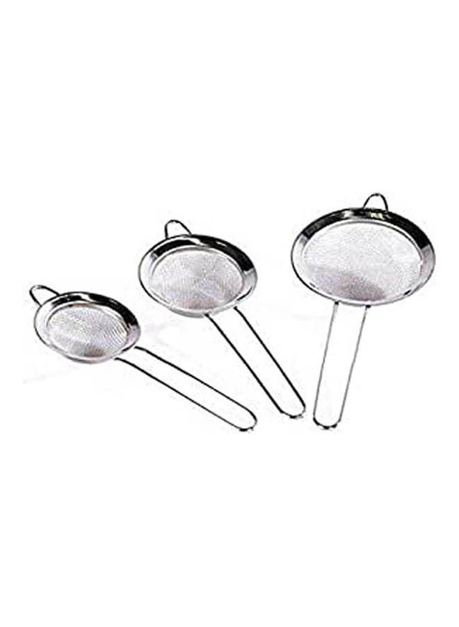 Set Of Tea Stainless Steel Strainers  3 Pieces Silver