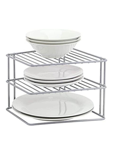 3 Tier Grey Corner Kitchen Plate Rack Tidy Cupboard Shelf Insert Organiser Grey 25 X 25 X 19cm