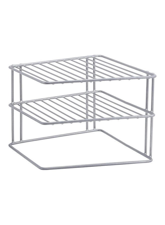 3 Tier Grey Corner Kitchen Plate Rack Tidy Cupboard Shelf Insert Organiser Grey 25 X 25 X 19cm - Image 2