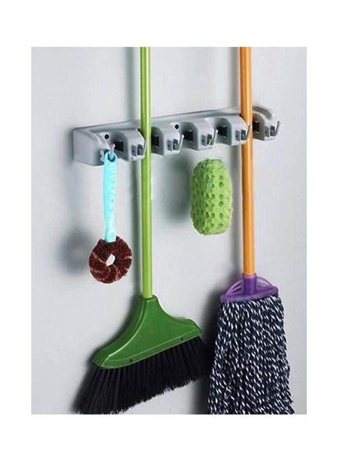 Mop Organizer Brush Broom Wall Mounted Storage Rack Kitchen Tool Grey 6x40cm  - Image 2