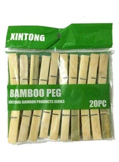 Xintong Pack Of 20 Bamboo Pegs Beige 